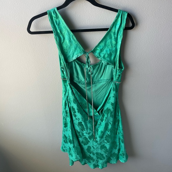 Free People One Day Floral Cutout Back Minidress In Green - Picture 6 of 7